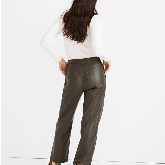 Madewell vegan pants+Green faux leather + cropped - Picture 4 of 10